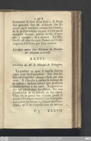 XXXVI. Caractére de M. le Marquis de Béringhen.