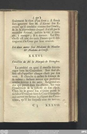 XXXVI. Caractére de M. le Marquis de Béringhen.