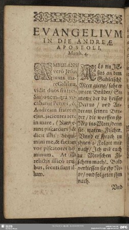 Evangelium In Die Andreae Apostoli, Matth. 4