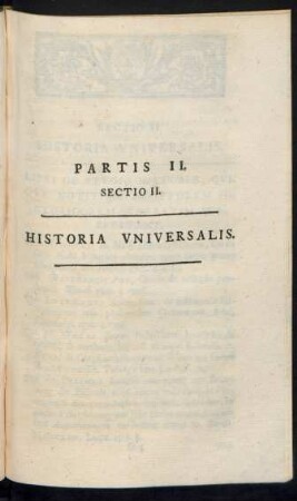 Sectio II. Historia Universalis