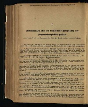 O. Bestimmungen über die klassenweise Besichtigung der Sehenswürdigkeiten Berlins