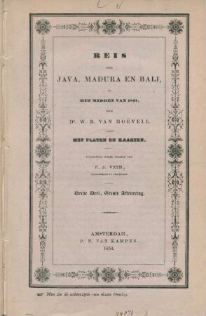 Deel, 3, Aflevering 1: Reis over Java, Madura en Bali, in het midden van 1847