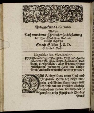 Abdanckungs-Sermon [...]
