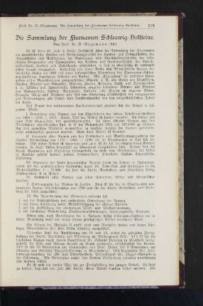Die Sammlung der Flurnamen Schleswig-Holsteins