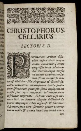 Christopherus. Cellarius.