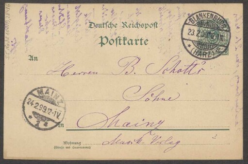 Brief an B. Schott's Söhne : 23.02.1899