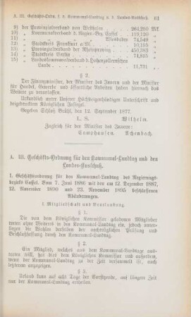 III. Geschäfts-Ordnung für den Kommunal-Landtag und den Landes-Ausschuß