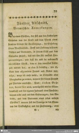 Fünfter Abschnitt. Vermischte Anmerkungen
