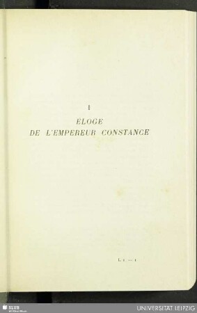I. Éloge de l'empereur Constance