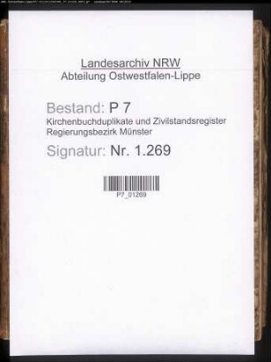 Zivilstandsregister der Munizipalität Werne (G 1812). (Gemeinde: Werne, Kreis Lüdinghausen)