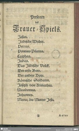 Personen des Trauer-Spiels