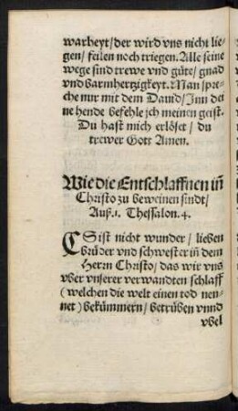 Wie die Entschlaffnen inn Christo zu beweinen sindt ...