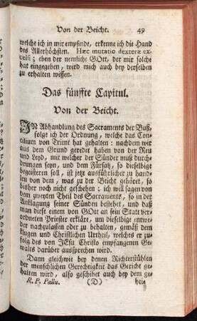 Das fünffte Capitul. Von der Beicht