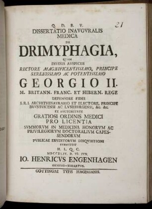 Dissertatio Inauguralis Medica De Drimyphagia