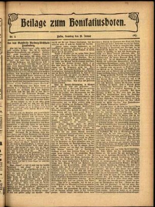 Zweite Ausgabe vom Sonntag, den 15. Januar 1911.