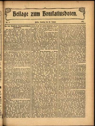 Zweite Ausgabe vom Sonntag, den 15. Januar 1911.