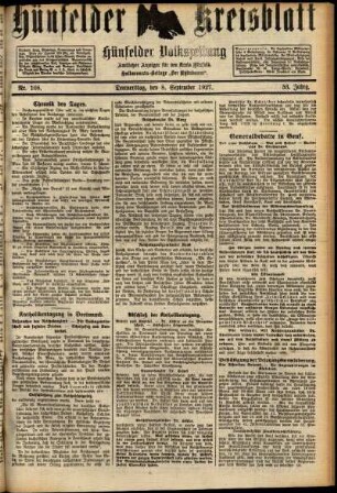 Ausgabe vom Donnerstag, den 08. September 1927.