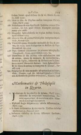 211-247, Mathematici & Philosophi in Quarto.
