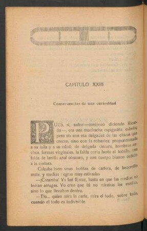 Capítulo XXIII - Consecuencias de una curiosidad