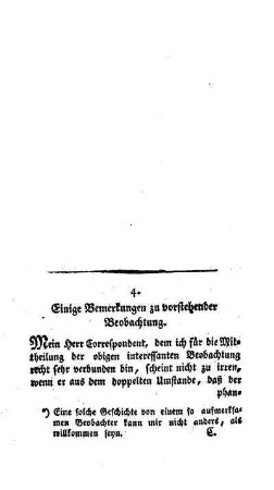 Einige Bemerkungen zu vorstehender Beobachtung