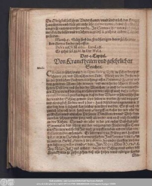 Das 4. Capitel. Von Kranckheiten und gefehrlichen Seuchen.