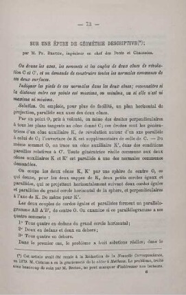 SUR UNE ÉPURE DE GÉOMÈTRIE DESCRIPTIVE.