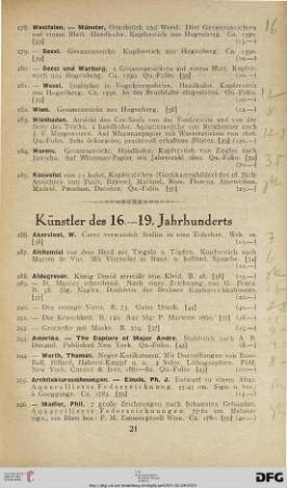 Künstler des 16.-19. Jahrhunderts (Nr. 286-766)