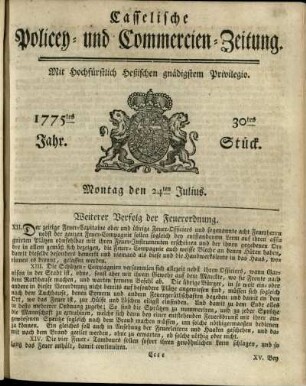 30tes Stueck, Montag den 24ten Julius 1775