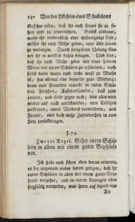 Zweyte Regel. Gehet euren Schülern in allem mit einem guten Beyspiele vor