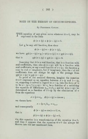 Note on the theory of orthomorphosis.