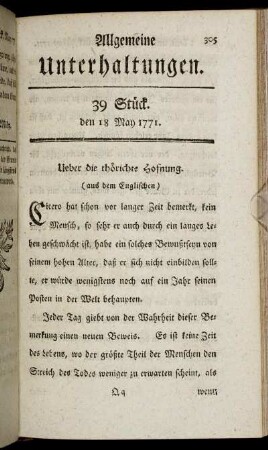 39 Stück. den 18 May 1771.