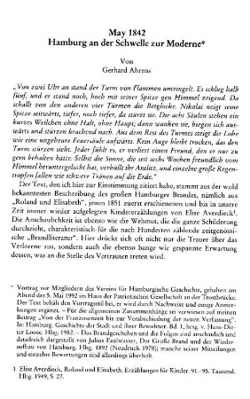 May 1842 : Hamburg an der Schwelle zur Moderne