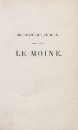 T. 1: Le Moine