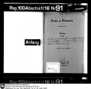 Verhandlungen über die Bibliothek des Bischofs Friedrich und des Geheimen Ratskollegiums