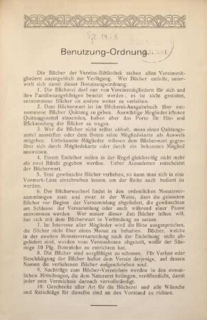 Benutzungs-Ordnung.