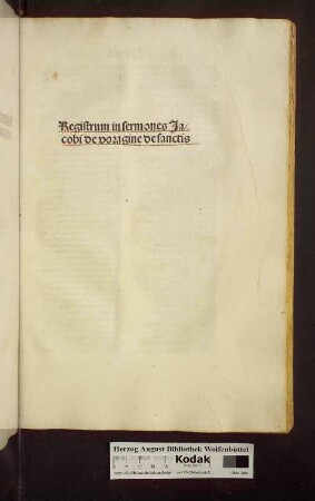 Registrum in sermones Jacobi de voragine de sanctis