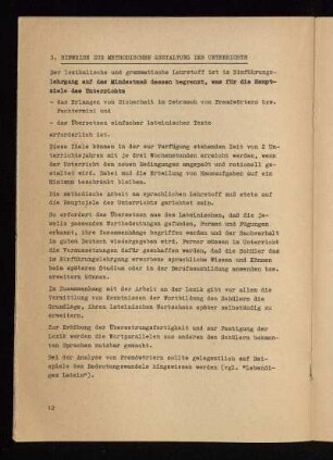 3. Hinweise zur Methodischen Gestaltung des Unterrichts