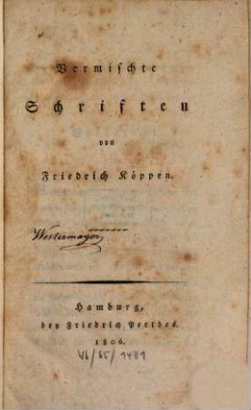 Vermischte Schriften