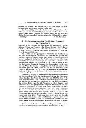 Ein bemerkenswertes Urteil über Professor Dr. Thrändorf