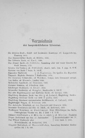 Verzeichnis der hauptsächlichen Literatur.