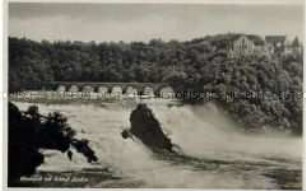 Ansicht vom Rheinfall mit Schloss Laufen