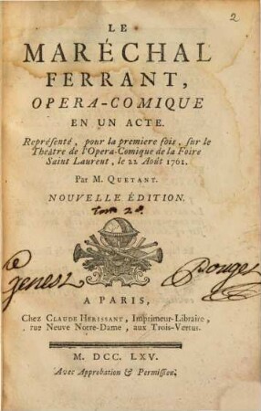 Le maréchal ferrant : opéra-comique en un acte