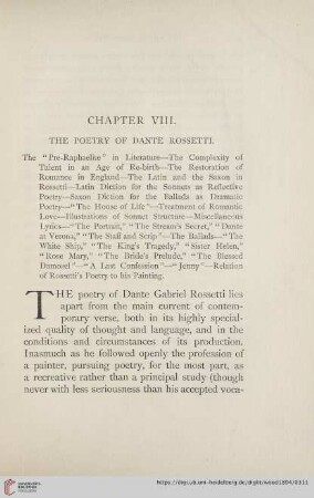 Chapter VIII. The Poetry of Dante Rossetti