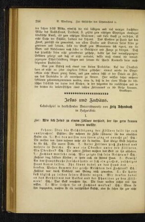 Jesus und Zachäus : Lehrbeispiel in darstellender Unterrichtsweise