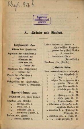 Systematisches Verzeichniss der in dem botanischen Garten der Academie Hohenheim cultivirten Gewächse : [Umschlagt.]