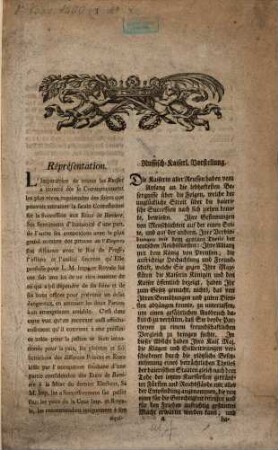 Repraesentation Russisch-Kaiserl. Vorstellung