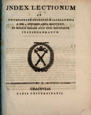 Index lectionum in Universitate Studiorum Jagellonica. 1826/27