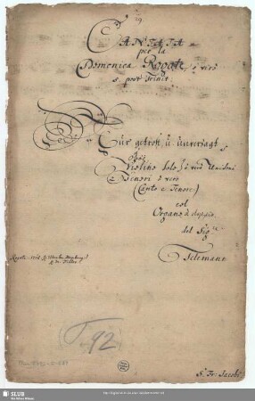 Nur getrost und unverzagt - Mus.2392-E-587 : T (2), orch, bc; TVWV 1:1185
