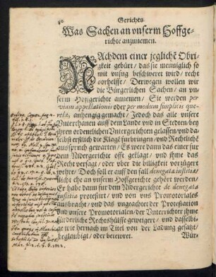 Was Sachen an unserm Hoffgerichte anzunemen.
