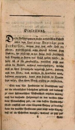Der Förster, oder neue Beyträge zum Forstwesen, 1,1. 1797
